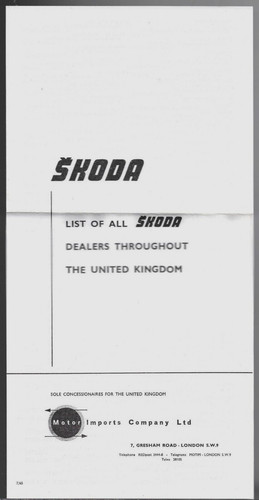 Skoda dealer list - 1965-66, uk
